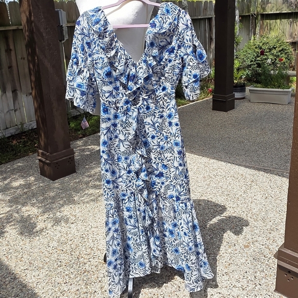 Nwot Misa Los ANGELES Floral Blue and White Women's Dress 0 - Picture 11 of 15